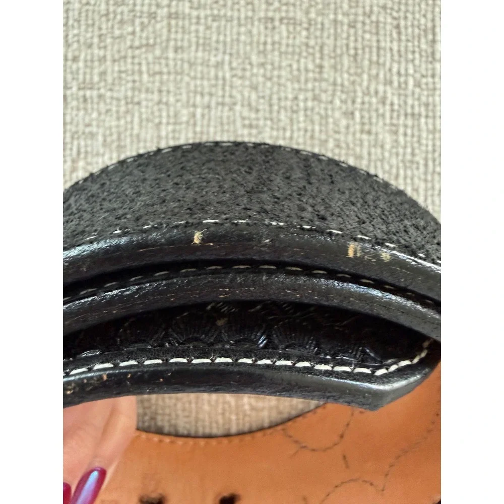 Nocona Men's Western Belt Size 56 Black Tooled Leather Basketweave USA Made